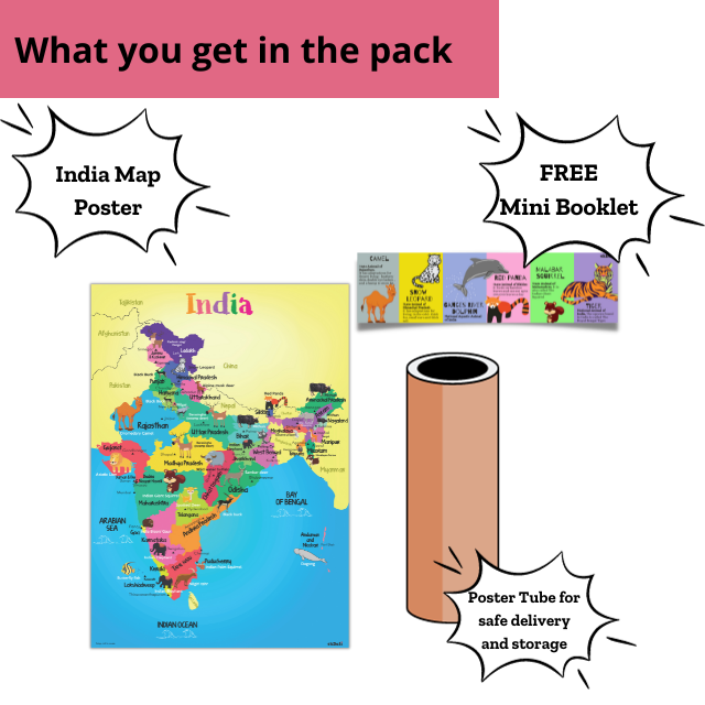 Buy India Map with Wildlife for Kids